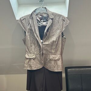 Willi Smith Metallic Silver Sleeveless Blazer Vest